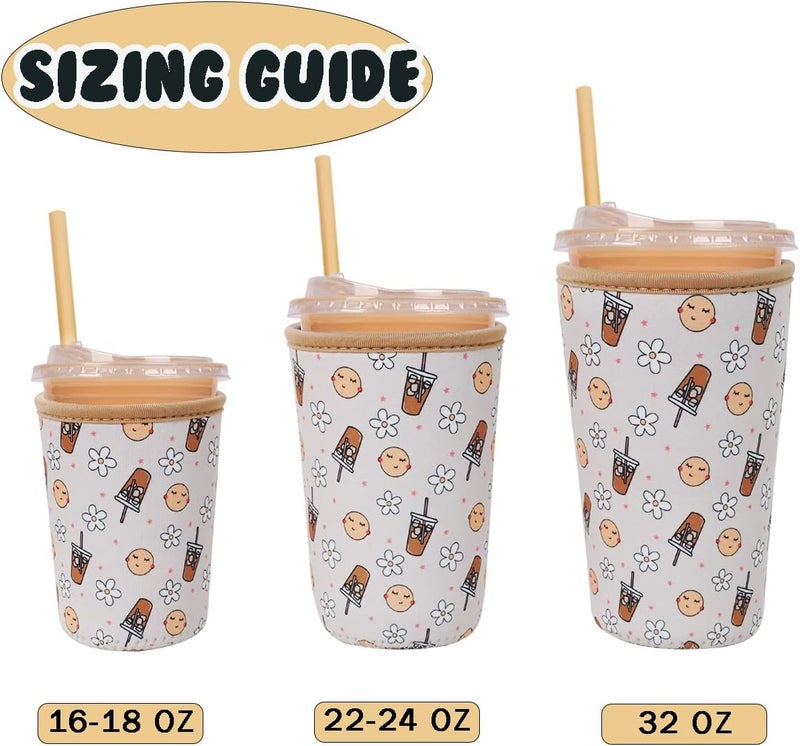 Haevola Reusable Insulated Neoprene Iced Coffee Cup Sleeve, Durable Drink Sleeve for Cold Beverages, Beverage Holder for Iced Coffee, Beige Coffee - Image 5